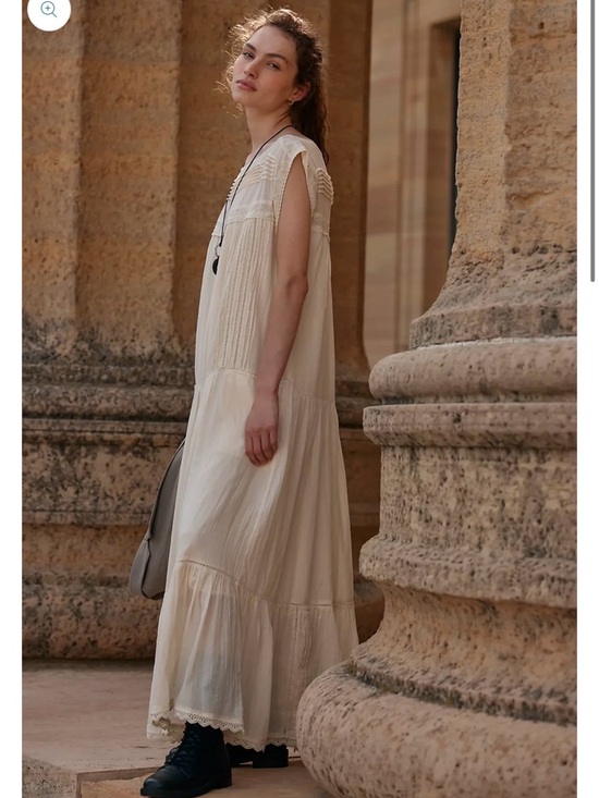 Free People Dresses & Skirts - Free People Meadows Edge Maxi Dress Cream Ivory Cotton Drop Waist L